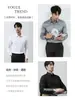 Camisa Masculina de Algodão Mercerizado Leve Estilo Italiano Manga Longa 2026 Primavera e Outono Slim Fit Respirável Branca Formal