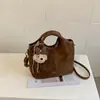 2026 Bolso Cruzado de un Solo Hombro Simple de Moda Bolso de Mano con Diseño de Nicho Bolso Tipo Cesta de Picnic Retro de Gran Capacidad