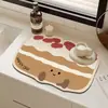 Tapete Drenante de Terra de Diatomáceas Desenho Animado Fofo Tapete Antiderrapante para Bancada de Cozinha Tapete Protetor de Isolamento Térmico para Mesa Porta-copos para Máquina de Café