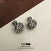 Pendientes de plata con luz de aguja, de lujo, de circonita negra de alta gama, con un toque de amor, pendientes geométricos de temperamento nicho, con un diseño único y sentido del humor.