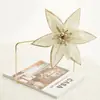Decoraciones Navideñas 25cm Flor de Navidad Blanca Retro Artificial Falsa Hecha a Mano Flor de Tela Arreglo Florero Accesorios