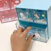 Caja de Cajón de Escritorio Estilo Ins Corazón de Niña Kulomi Caja de Almacenamiento Transparente Grande con Purpurina Caja de Clasificación y Organización de Tres Compartimentos