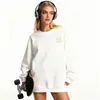 Sudadera de Algodón Pesado para Parejas, Corte Holgado, Cuello Redondo, Sin Capucha, Pulóver, Versátil, Cálida, Prenda Superior Estampada para Otoño e Invierno