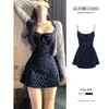 Vestido floral con tirantes finos para mujeres petite, vestido corto bodycon que ciñe la cintura, conjunto de minivestido de verano 2026, estilo vacacional