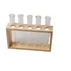 Vaso de Vidro Tubo de Ensaio Simples Nórdico Ornaments Criativos Estrutura de Madeira Recipiente para Plantas Hidropônicas Decorações de Mesa para Casa