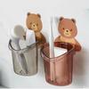 Vaso para cepillos de dientes de baño, soporte de almacenamiento con forma de oso, peine para colgar en la pared, banda elástica, caja de almacenamiento de cosméticos, soporte para pasta de dientes