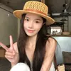 Sombrero Pequeño de Moda Casual Estilo Francés para Mujer, Sombrero Plano Retro Británico Hueco, Sombrero de Sol para Vacaciones en la Playa
