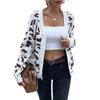 Estación Independiente de Amazon Comercio Exterior Ropa de Mujer 2024 Otoño Nuevo Cardigan con Estampado de Leopardo Tejido Jacquard Chaqueta Suéter