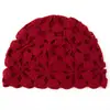 Gorro de Cachemira Tejido a Mano con Corte en la Punta Doble Capa para Mujer Puro Cálido Cachemira Crochetada Nuevo Color Verde Terciopelo