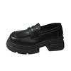 Zapatos de Cuero para Mujer Estilo Británico Redondos con Plataforma Gruesa, Mocasines Slip-On Versátiles Vintage, Nuevos de Invierno 2025