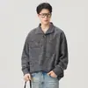 Sudadera Pesada Nueva Otoño/Invierno 2026 para Hombre, Cuello Solapa, Media Botonadura, Manga Larga, Corte Holgado, Versátil para Viajar, Venta al por Mayor