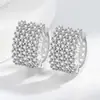 Comercio Transfronterizo entre Japón y Sudamérica Moda Imitación Plata de Ley S925 Microincrustación Circonita Hebilla de Oreja Pendientes de Medio Círculo Hueco