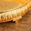 Vintage prato de frutas oval dourado simples sala de estar decoração de mesa requintado padrão de ferro servindo placa com alça atacado