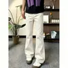 Jeans de algodón puro estilo retro americano para hombre, pantalones de trabajo de corte angulado ajustados de alta calle para otoño, pantalones acampanados de alta gama para estilizar