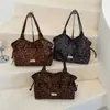 Bolso casual para mujer estilo coreano, bolso de hombro moderno y versátil, bolso de mano de gran capacidad para el trabajo, bolso tote vintage con estampado de leopardo