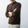 Suéter masculino simples de outono e inverno, com zíper, casual, moda, espessado, forrado com fleece, malha de manga comprida
