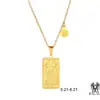 Moda INS nuevo collar para mujer colgante cuadrado tallado cadena para la clavícula chapado en acero inoxidable collar de oro real venta al por mayor