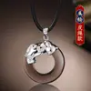 Collar con Colgante para Hombre Moderno Elegante Sencillo Versátil Obsidiana Hebilla de Seguridad Plata de Ley S925 Joyería para Mujer