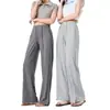 Calça original CatKaiser de fio gelado com proteção solar para mulheres, fina de verão, cintura alta, caimento solto e reto de perna larga, emagrecimento e caimento solto