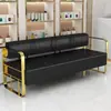 Sofá de Peluquería de Moda Silla de Espera, Sofá Largo de Acero Inoxidable para Área de Descanso de Peluquería de Lujo