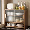 Estante de especias para cocina, almacenamiento multifuncional para aceite, sal, salsa y vinagre, gabinete de almacenamiento de vidrio para encimera