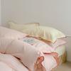 Conjunto de Quatro Peças de Algodão Super Macio Tingido em Fio Algodão Lavado Classe A Outono e Inverno Algodão Puro Simples Cama Lençóis de Cama Capa de Edredom Conjunto Simples de Três Peças Solteiro