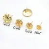 Base de Pasador de Oreja de Disco de Malla Redondo con Cabeza de Loto Chapado en Oro de 18 Quilates sobre Cobre, Base de Clavo de Oreja 925, Accesorios para Pendientes DIY