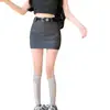 Nuevo traje de falda gris de línea A para mujer de verano, ajustado a la cadera, anti-exposición, minifalda de cintura alta para figuras petite