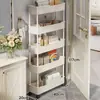 Estante de almacenamiento para baño, móvil con ruedas, carrito multifuncional para baño y inodoro, organizador de almacenamiento en capas para detergente de lavandería