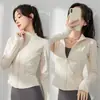 Ropa de Protección Solar de Seda de Hielo Negra, Ropa de Protección Solar de Verano Ajustada para Mujer, Estilo de Chaqueta Top de Yoga Ajustado a la Cintura para Mujer, Nuevo 2026