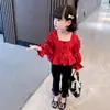 Conjunto de Primavera para Niña 2026 Nuevo Estilo Moda Bebé Camisa de Muñeca + Pantalones de Campana Conjunto de Dos Piezas