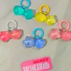 Hebilla de Resorte L18 Colgante de Corazón Gordo Transparente de Resina Accesorios para Mochila Escolar Colgante de Corazón de Melocotón para Cremallera de Bolsa Llavero DIY Ciego