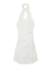 Ropa Femenina Marca Z Estilo Europeo y Americano Aliexpress Venta Caliente Transfronteriza Vestido de Moda con Cuello Halter y Cuello Cheongsam en Blanco, Negro y Borgoña Tejido Elástico