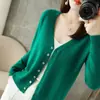 Cardigan de Punto Nuevo para Mujer Otoño Invierno Cuello en V Abrigo Delgado de Punto Suéter Manga Larga Suave y Esponjoso