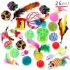 Brinquedo para Gato Conjunto de 26 Peças: Varinha com Penas, Rato de Pelúcia, Bola de Pelúcia, Conjunto Interativo para Gatos, Suprimento Transfronteiriço