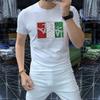 Camiseta de manga corta para hombre, nueva camiseta de verano de algodón mercerizado fino de alta calidad para hombre, camisa de cuello redondo de media manga estilo europeo
