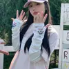 Manga de hielo para conducir de primavera y verano para mujer, protector solar, manga de mano, manga protectora de brazo, linda manga de ciclismo estampada, guantes finos de seda de hielo
