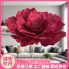 Flores de peônia artificiais de veludo para exibição de casamento, peônias de veludo para fotografia de estúdio, peônias artificiais vermelho-vinho