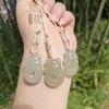 Collar con colgante de Buda y Guanyin de material de hielo color agua clara, amuleto "Sin Preocupaciones" verde lago, collar con colgante de hebilla de paz de jade