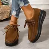 Mocasines casuales de estilo europeo y americano, con cordones y suela gruesa, para mujer, primavera, vintage, talla grande, comercio exterior