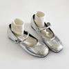 Flats Francesas Retro Plateadas con Aumento Interno y Boca Baja para Mujer Verano 2025 Nuevos Zapatos Versátiles Mary Jane de Suela Blanda para Mujer