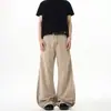 Jeans Masculino de Verão Americano Lavado Azul Claro Solto de Perna Larga Nova Marca Tendência Casual Calça Longa Scimitar