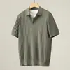 Camisa Polo Tejido de Punto Manga Corta Camisa Polo para Hombre con Diseño de Rayas Antiestripe Estilo Old Money Camiseta de Negocios Verano Fábrica Transfronteriza Venta al por Mayor