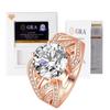 Anillo de plata de ley 925 con moissanita de 3 quilates y microincrustaciones de circonita, platino eléctrico y oro rosa, oferta transfronteriza.