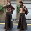 Falda de Maternidad Otoño Invierno 2026 Estilo Nuevo Falda Larga de Lana Marrón Estilo Coreano Cintura Alta Soporte para el Vientre Dobladillo Amplio Cubre Caderas Adelgazante
