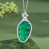 Collar de hoja grande de ágata blanca de plata esterlina S925, joyería para mujer, colgante de cadena de clavícula con incrustaciones de cristal, elegante y de alta calidad.