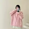 Cárdigan azul con lazo para mujer, nuevo estilo primavera y otoño, tejido de punto floral con cordones, talla grande, holgado, estilo casual, chaqueta de punto