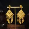 Europeus e americanos transfronteiriços Long Water Drop Leaf Tassel Bell sem orifícios para a orelha Clipe de orelha Retro Estilo étnico Brincos high-end