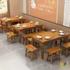 Juego de mesa y sillas comerciales de madera maciza para restaurante, mesa y sillas de restaurante, mesa de comedor para restaurante de comida rápida, mesa para barbacoa y hot pot