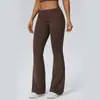 Pantalones de yoga plegables de cintura alta estilo europeo y americano, alta elasticidad como una nube, pantalones acampanados deportivos levanta glúteos, pantalones de running y fitness microacampanados 62327